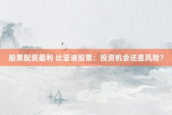 股票配资盈利 比亚迪股票：投资机会还是风险？