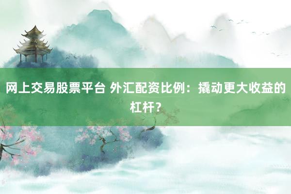 网上交易股票平台 外汇配资比例：撬动更大收益的杠杆？