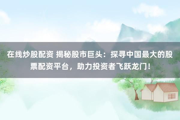 在线炒股配资 揭秘股市巨头：探寻中国最大的股票配资平台，助力投资者飞跃龙门！