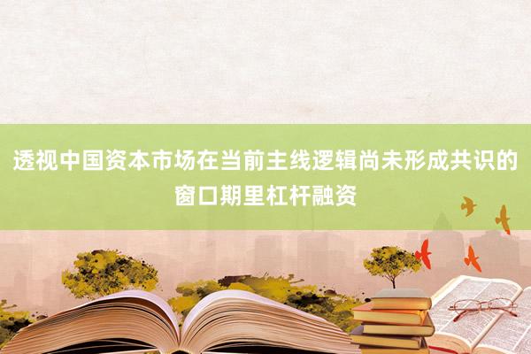 透视中国资本市场在当前主线逻辑尚未形成共识的窗口期里杠杆融资
