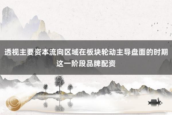 透视主要资本流向区域在板块轮动主导盘面的时期这一阶段品牌配资
