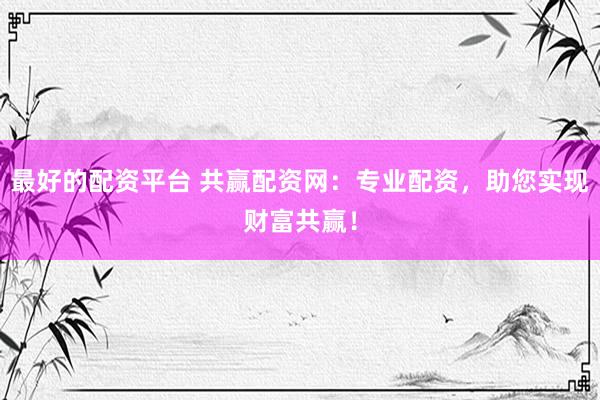 最好的配资平台 共赢配资网：专业配资，助您实现财富共赢！
